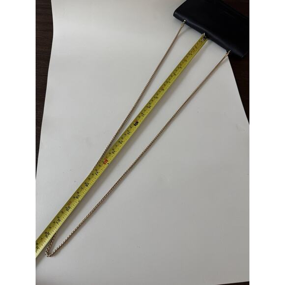 Skagen Crossbody Bag Black Leather Chain Link Clutch Cow Hide Envelope - Picture 15 of 15